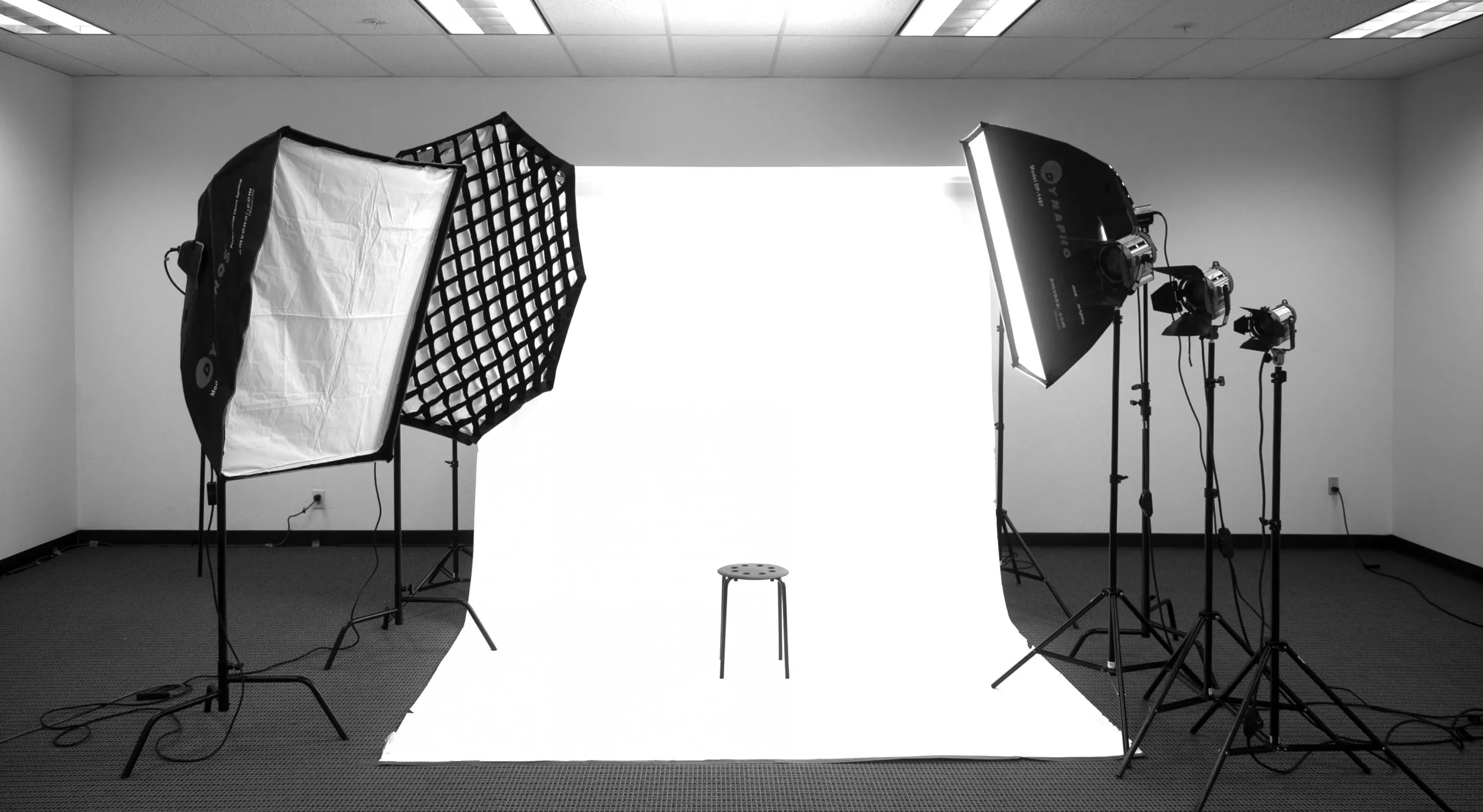 Lighting setup inside the Bay Area Video studio